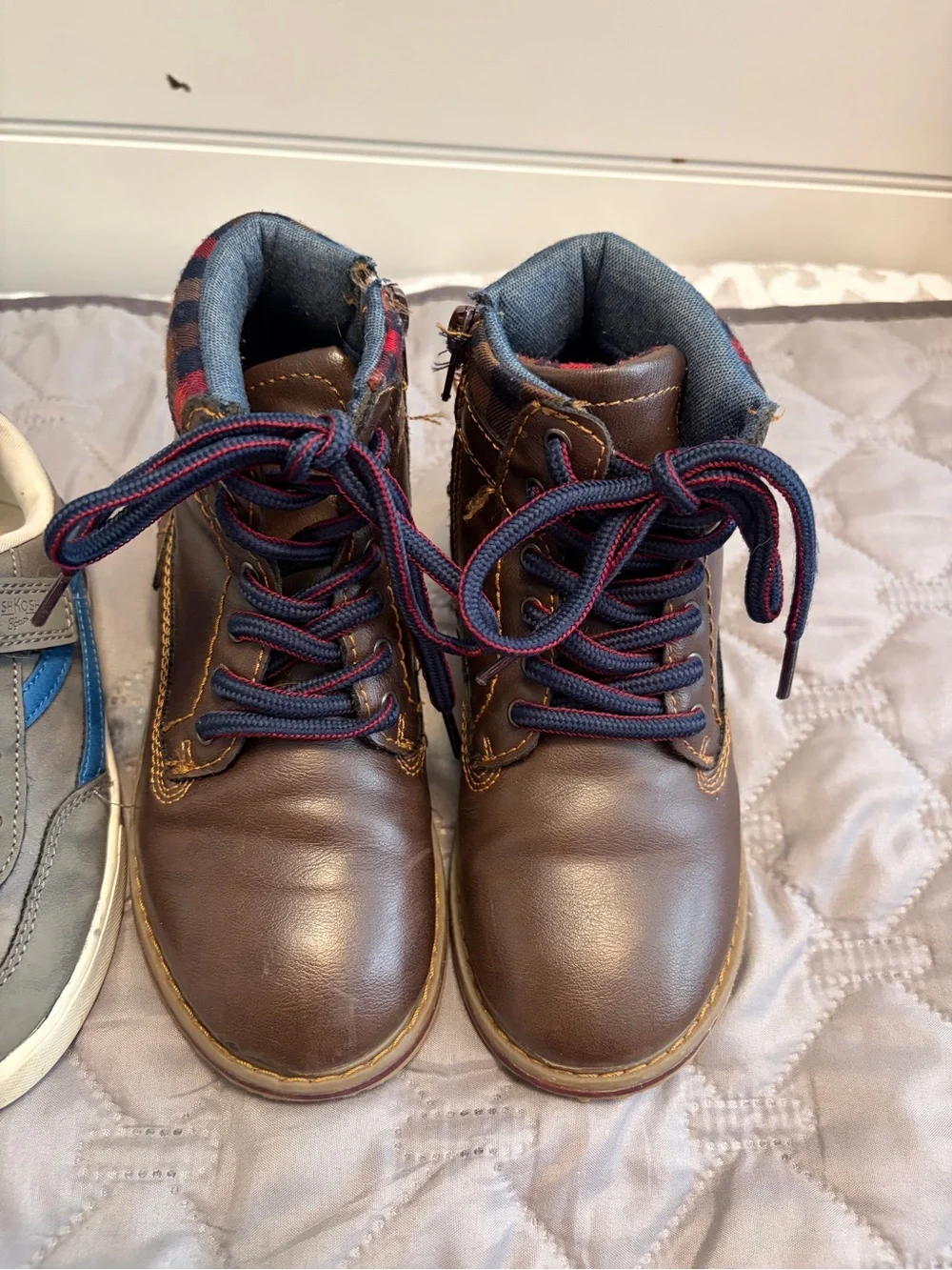 Kids Gray OshKosh B’gosh Casual Sneakers and Brown Leather Boots - Twin Pack